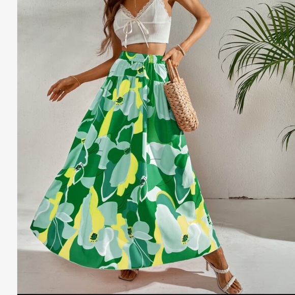 Bohemian Boho Floral Tropical Maxi Skirt Purple - Picture 7 of 17